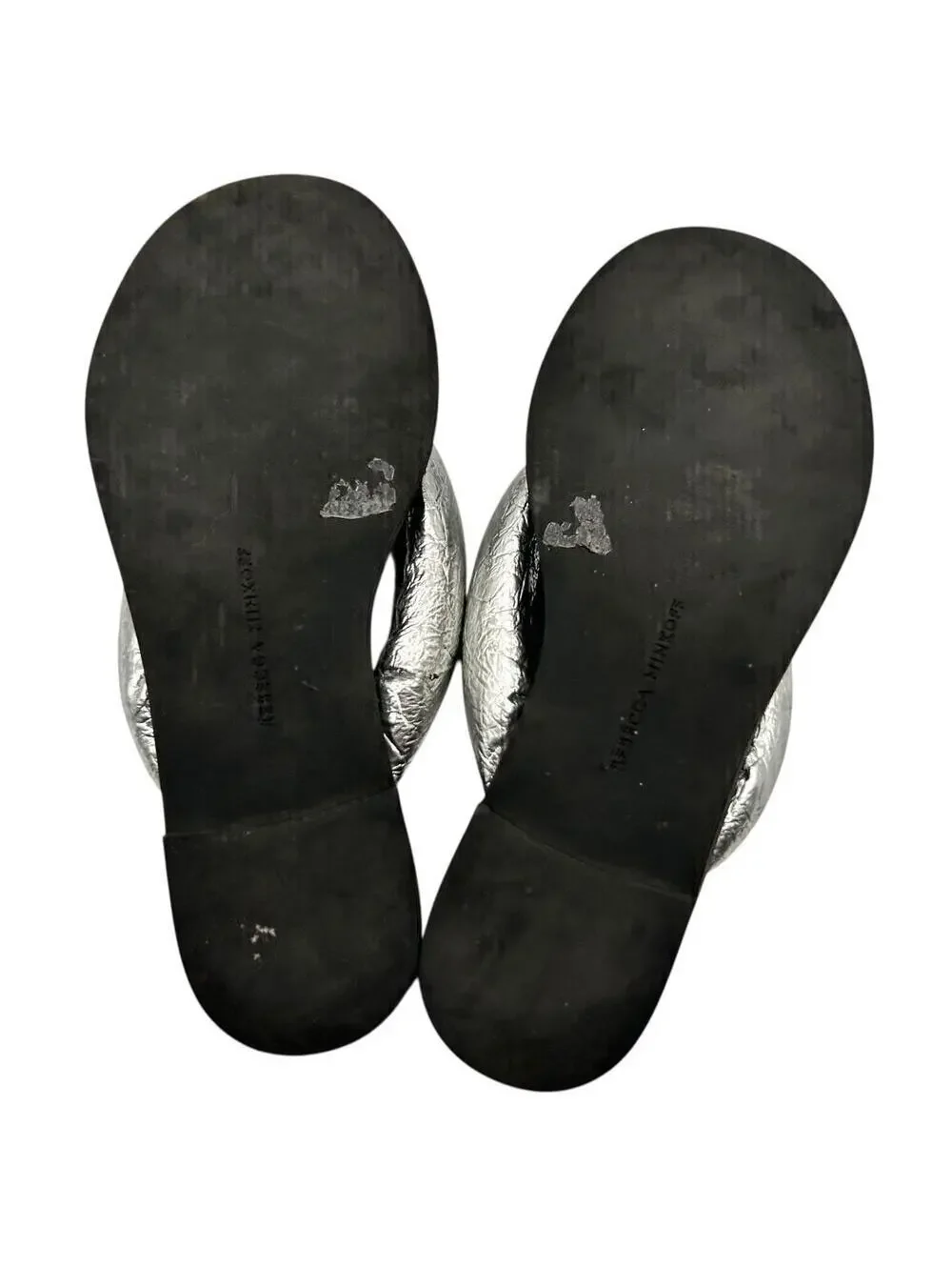 Rebecca Minkoff Women's Puff Silver Slip On Flip Flop Sandals Size 9-9.5